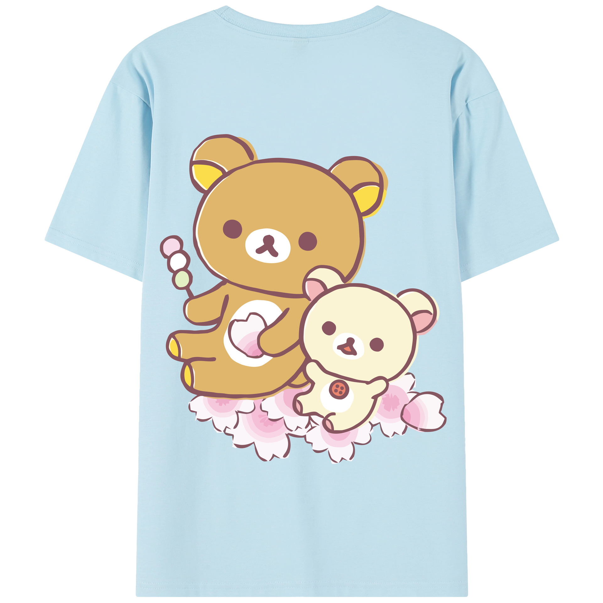 （画像用） リラックマ リラックマ キイロイトリ Rilakkuma Korilakkuma Kiiroitori 綿100％半袖Tシャツ（背面プリント）
